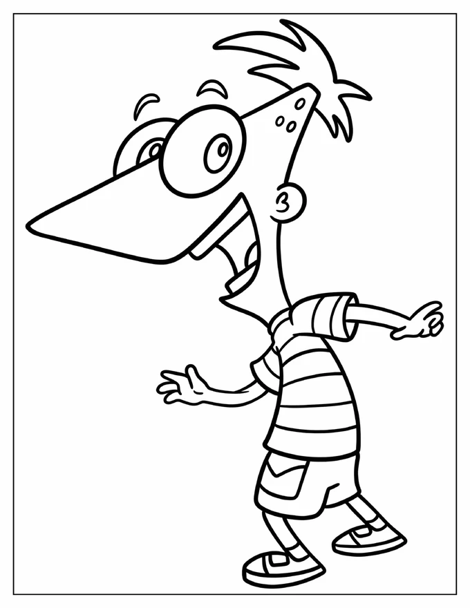 Happy Phineas Flynn Coloring Page For Kids