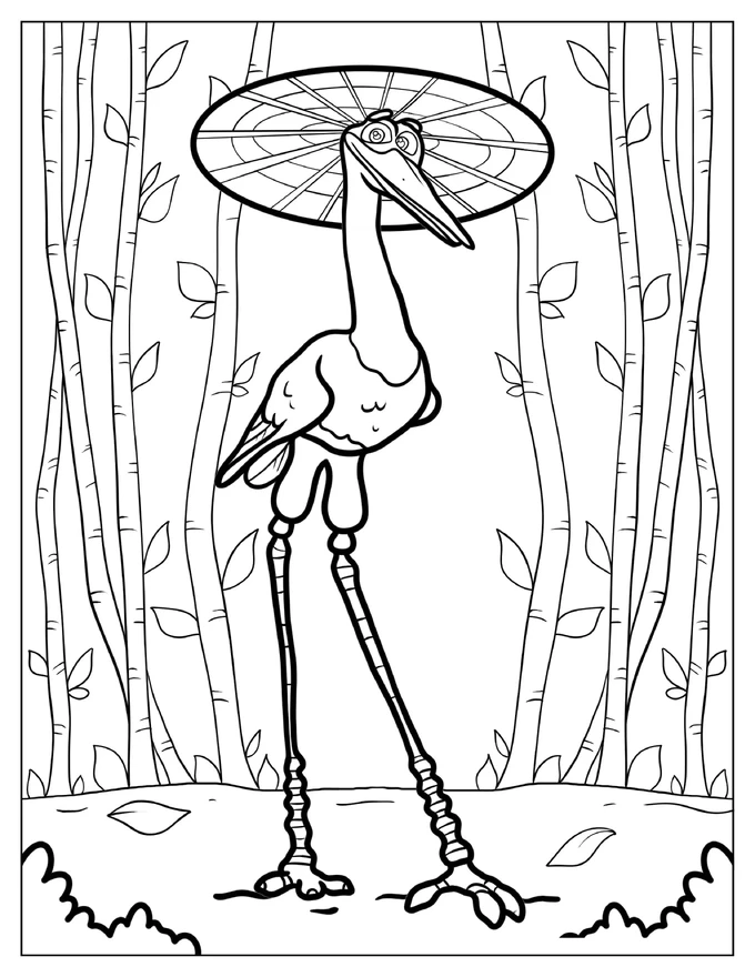 Coloring Sheet Of Mr. Ping In Bamboo Forest