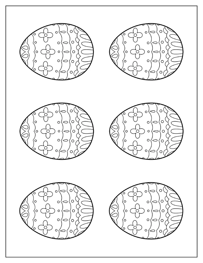 Medium Floral Easter Egg Template