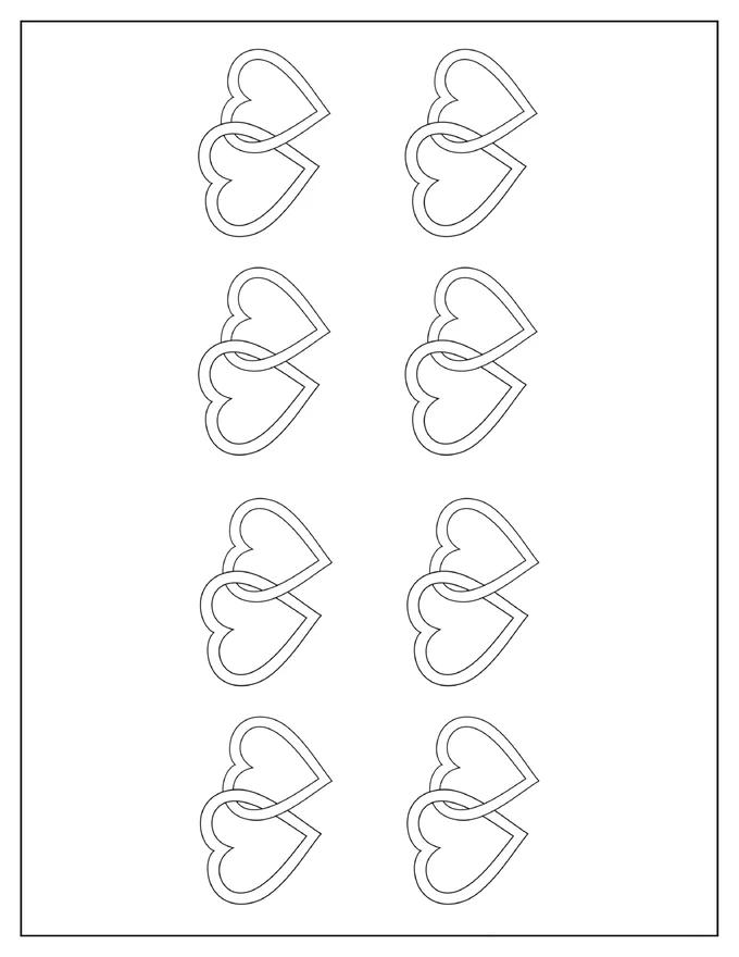 Small Linked Hearts Template.