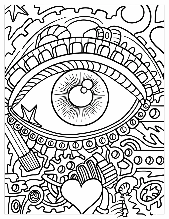 Trippy Eye Graffiti Coloring Page