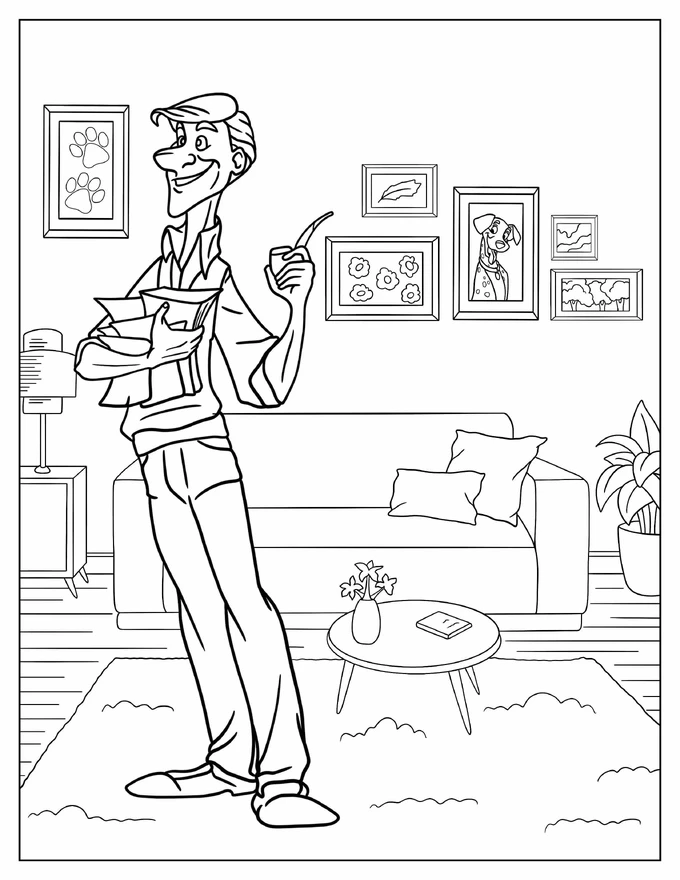 Roger Radcliffe In Living Room Coloring Page