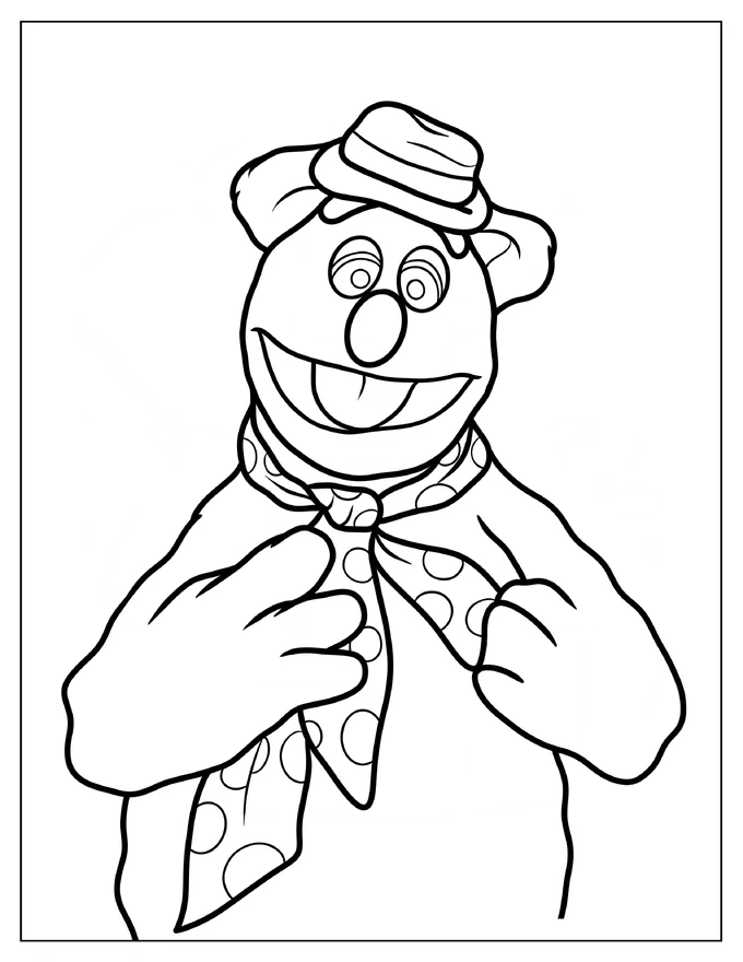 Easy Fozzie Bear Outline Coloring Sheet For Kids