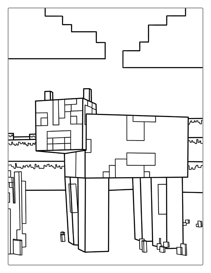 Detailed Minecraft Cow To Color