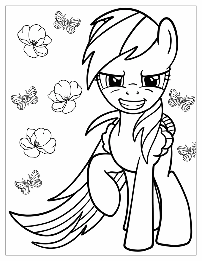 Easy Rainbow Dash Outline Coloring Page For Kids