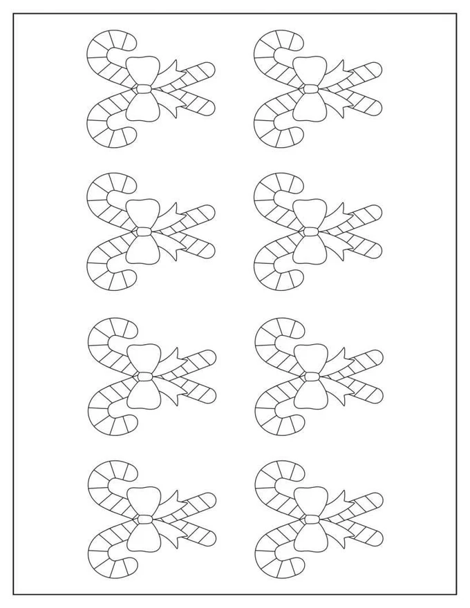 Small Crossed Striped Candy Cane With Bow Template