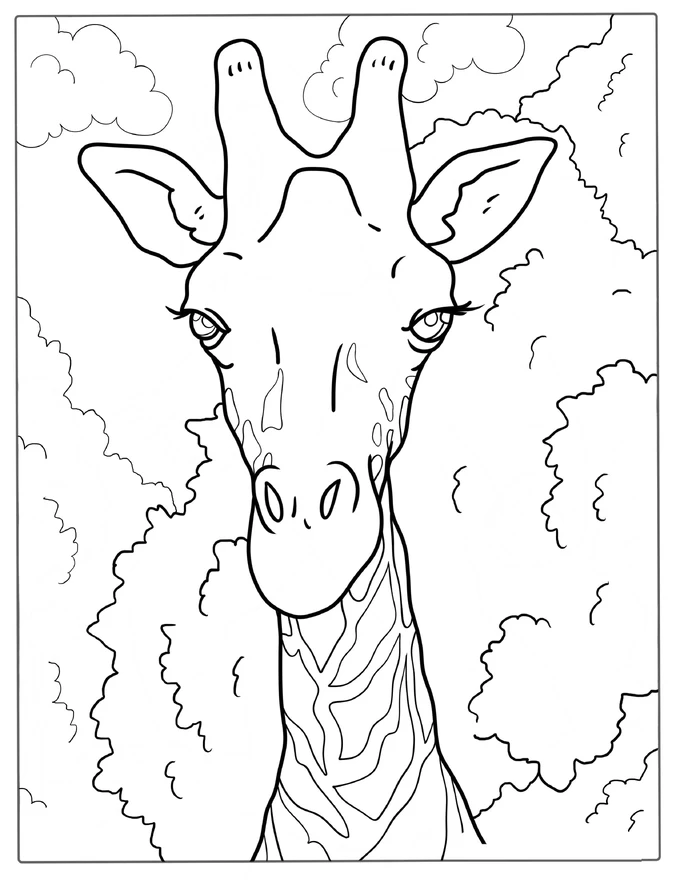 Realistic Giraffe Face Coloring Page