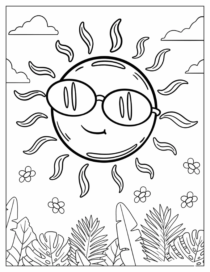 Fun Sun Wearing Sunglasses Over Jungle