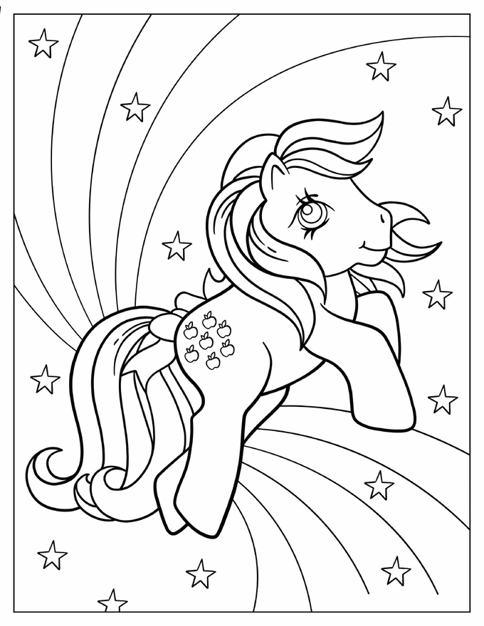 Retro Applejack Pony Coloring In