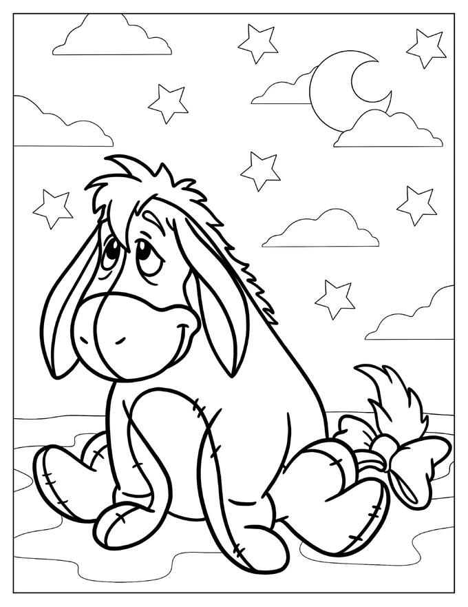 Adorable Eeyore Coloring Sheet