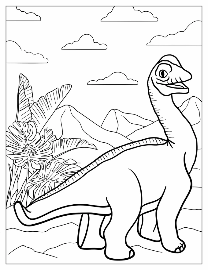 Kawaii Young Brachiosaurus Coloring Sheet