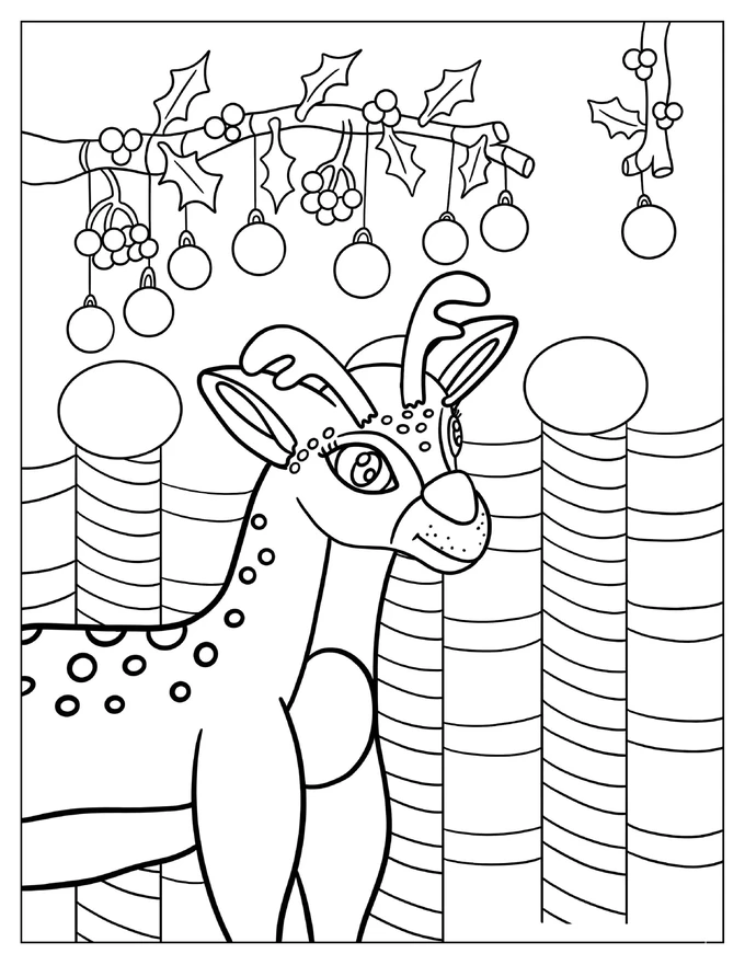 Cartoon Themed Reindeer To Color