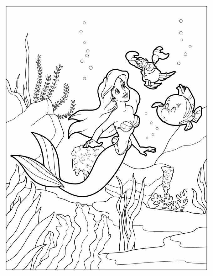 Detailed Little Mermaid Coloring Page