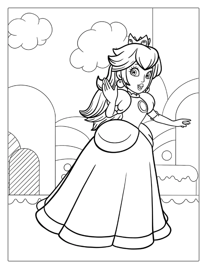 Easy Princess Peach Coloring For Kids